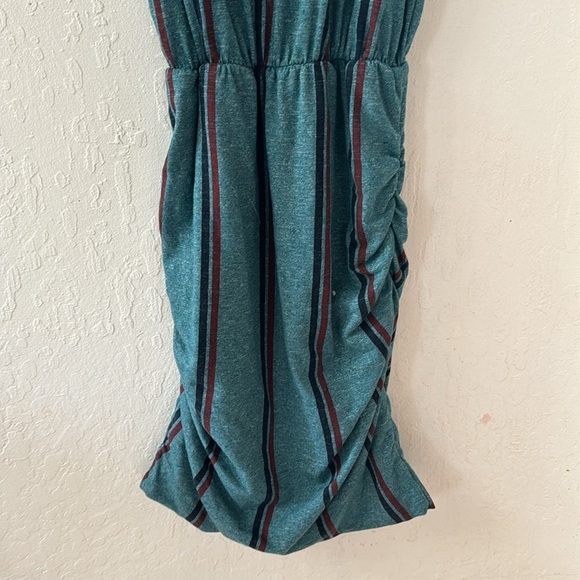 Sundry Teal Maroon Sleeveless Tank Ruched Striped Casual Sundress Size 0 - Picture 6 of 10